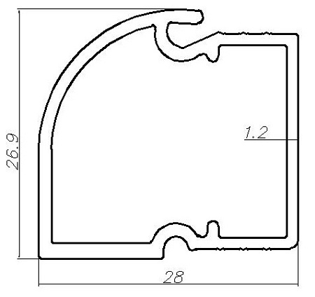 Алюминиевый профиль по индивидуальным чертежам заказчиков АТ-8238
