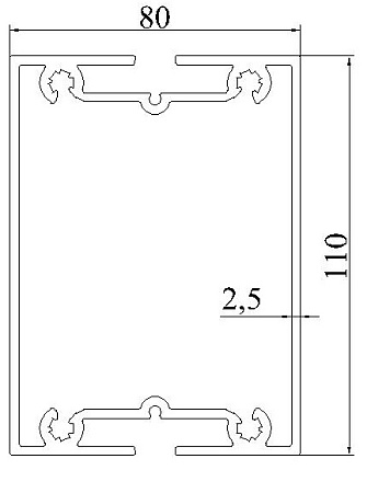 Алюминиевый профиль по индивидуальным чертежам заказчиков АТ-8051