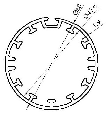 Алюминиевый профиль по индивидуальным чертежам заказчиков АТ-8160
