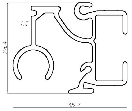 Алюминиевый профиль по индивидуальным чертежам заказчиков АТ-8239