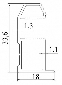 Aluminum profile for furniture AT-7651